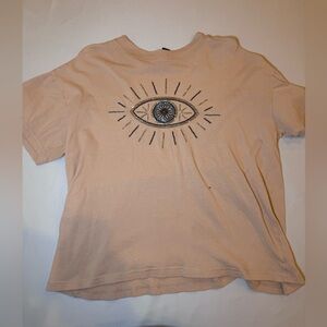 Forever 21 Evil Eye Graphic Beige T-Shirt